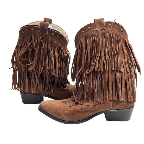 Shyanne Other - Shyanne Browne Fringe Layered Pointed Toe Girls Western Cowboy Boots Size 6